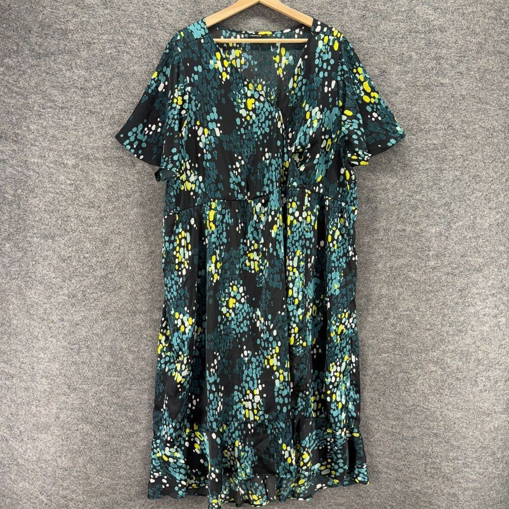 Torrid Dress Women 3 Black Animal Print Shift Midi V-Neck Short Sleeve Lined